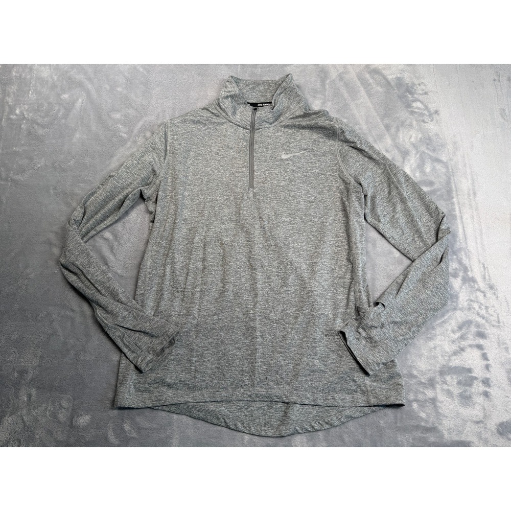 Nike Running Pullover Men’s M Gray Heather 1/4 Zip Dri-FIT Swoosh Athletic